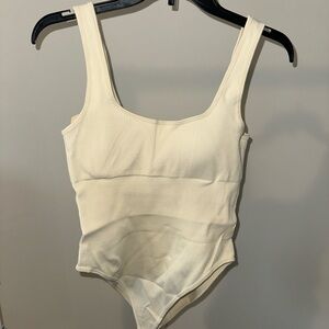 Cream Ribbed Tank Bodysuit